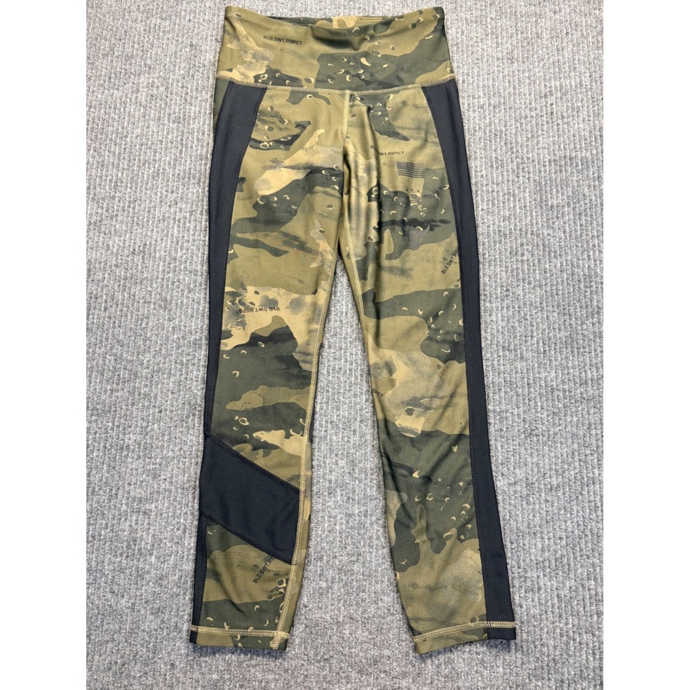 Under Armour Project Rock Camo HeatGear Compression Leggings Womens Small Green